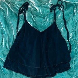 Blue life tie shoulder tank top